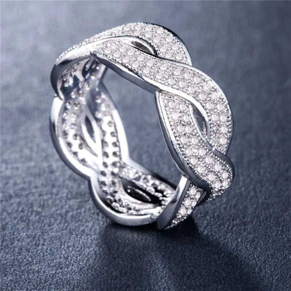 "Wave Crystal Zircon Romantic Iced Out Silver Plated Diamond UNVN12359 - Picture 1 of 2